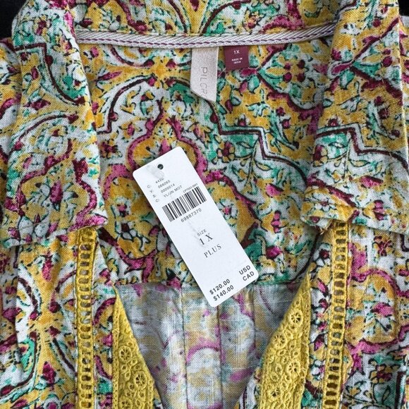 Anthropologie Pilcro Pintuck Peasant Blouse 1X Plus NWT - Picture 3 of 7